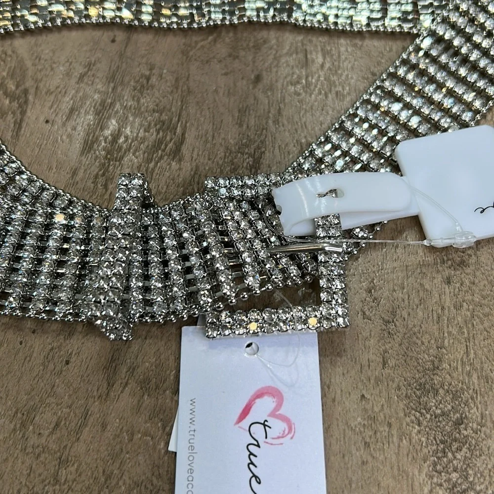 True Love rhinestone with silver accent belt.  NWT